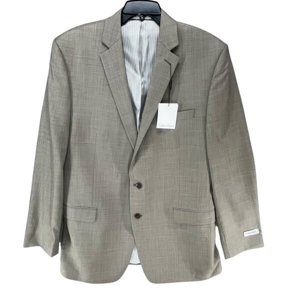 Calvin Klein Blazer Mens 42 Long Tan 100% Wool Suit Jacket Sport Coat New - Picture 1 of 15
